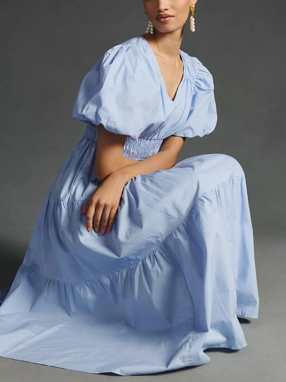 Moon River Puff Sleeve Midi Dress - Picture 3 of 7